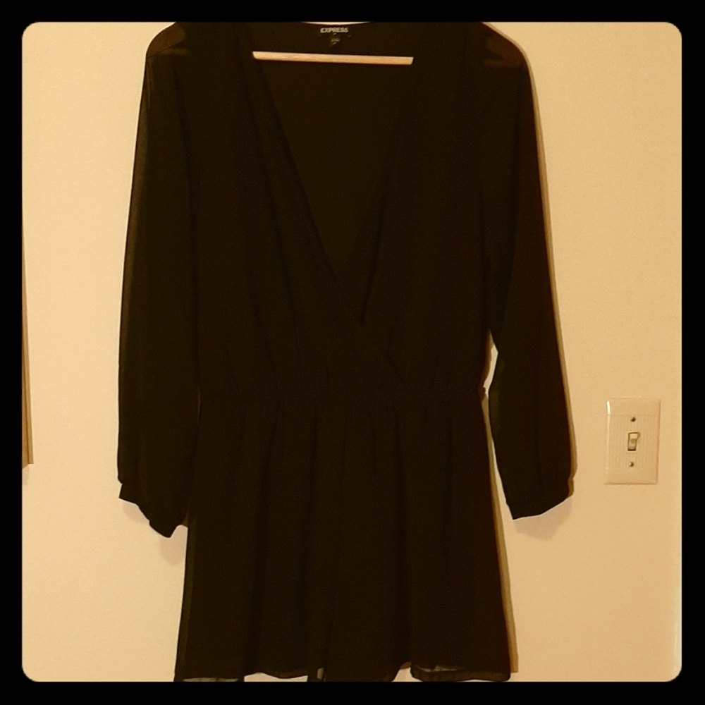 Express Long Sleeve Black Romper